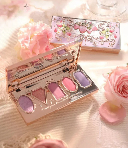 Flower Knows Strawberry Rococo Pressed Glitter Eyeshadow Palette 15g