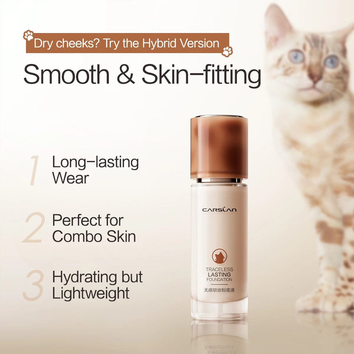 CARSLAN Long-Lasting Liquid Foundation – Full Coverage & Hydrating