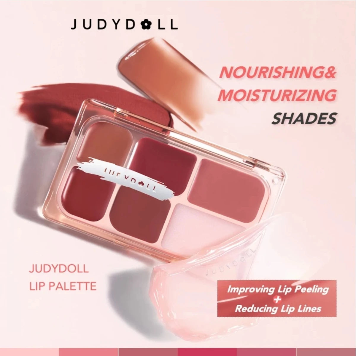 Judydoll Six-Color Lipstick Palette – Matte Velvet Multi-Purpose