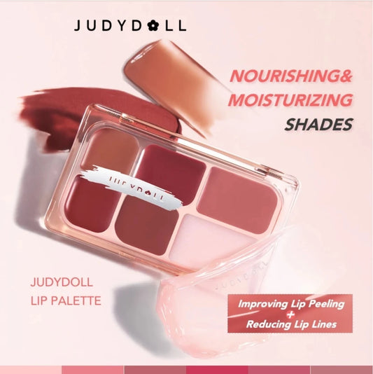 Judydoll Six-Color Lipstick Palette – Matte Velvet Multi-Purpose