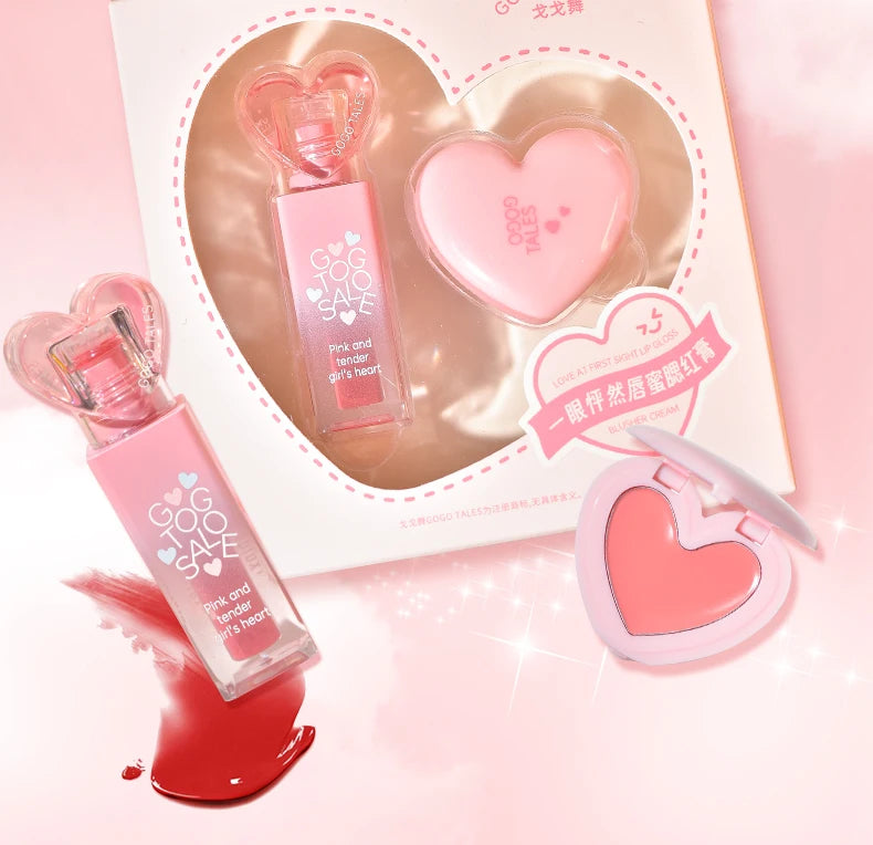 Gogotales Love at First Sight Lip Gloss Blush Cream Set