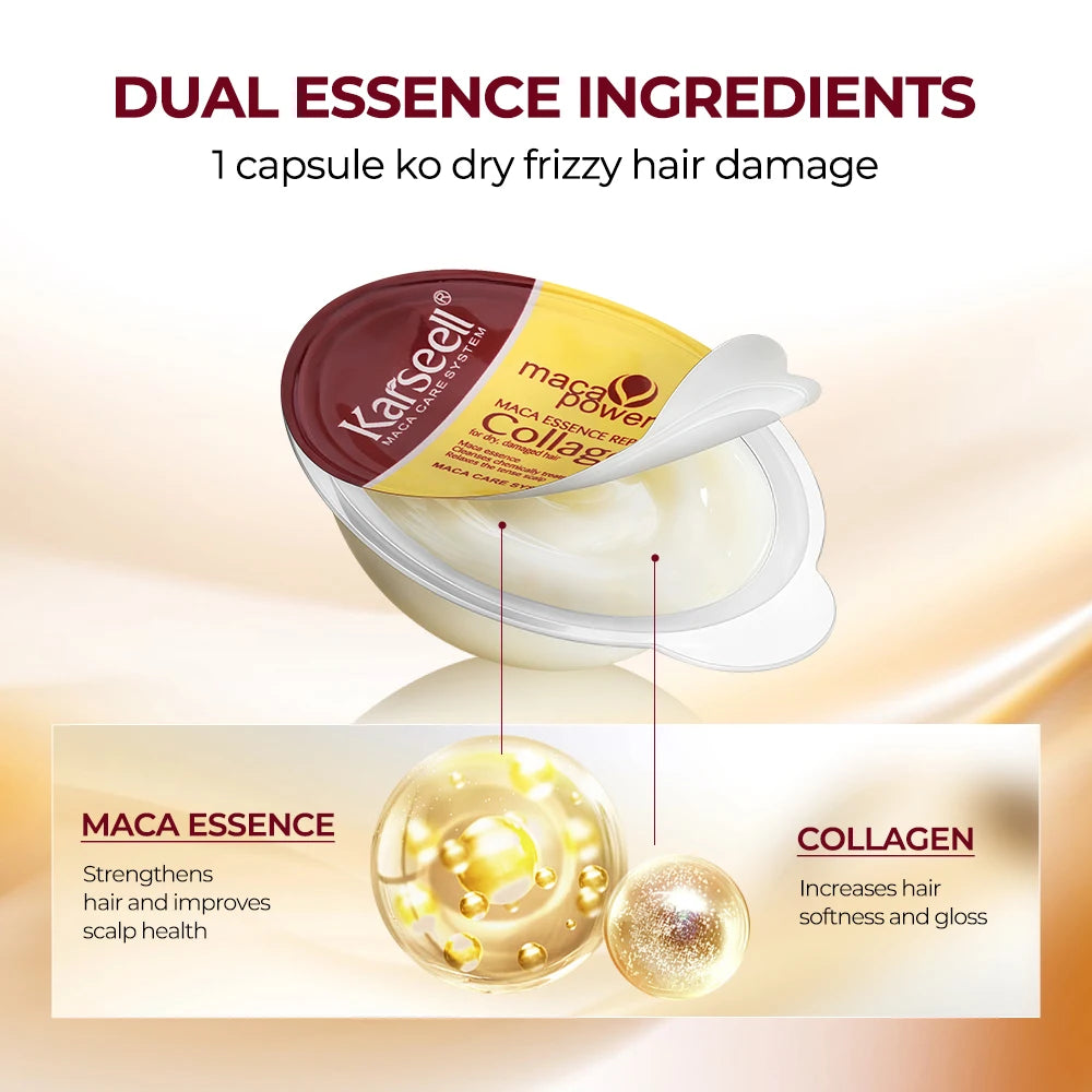 Karseell 8 Pack Collagen Hair Mask – Trattamento Rigenerante per Capelli Secchi e Danneggiati