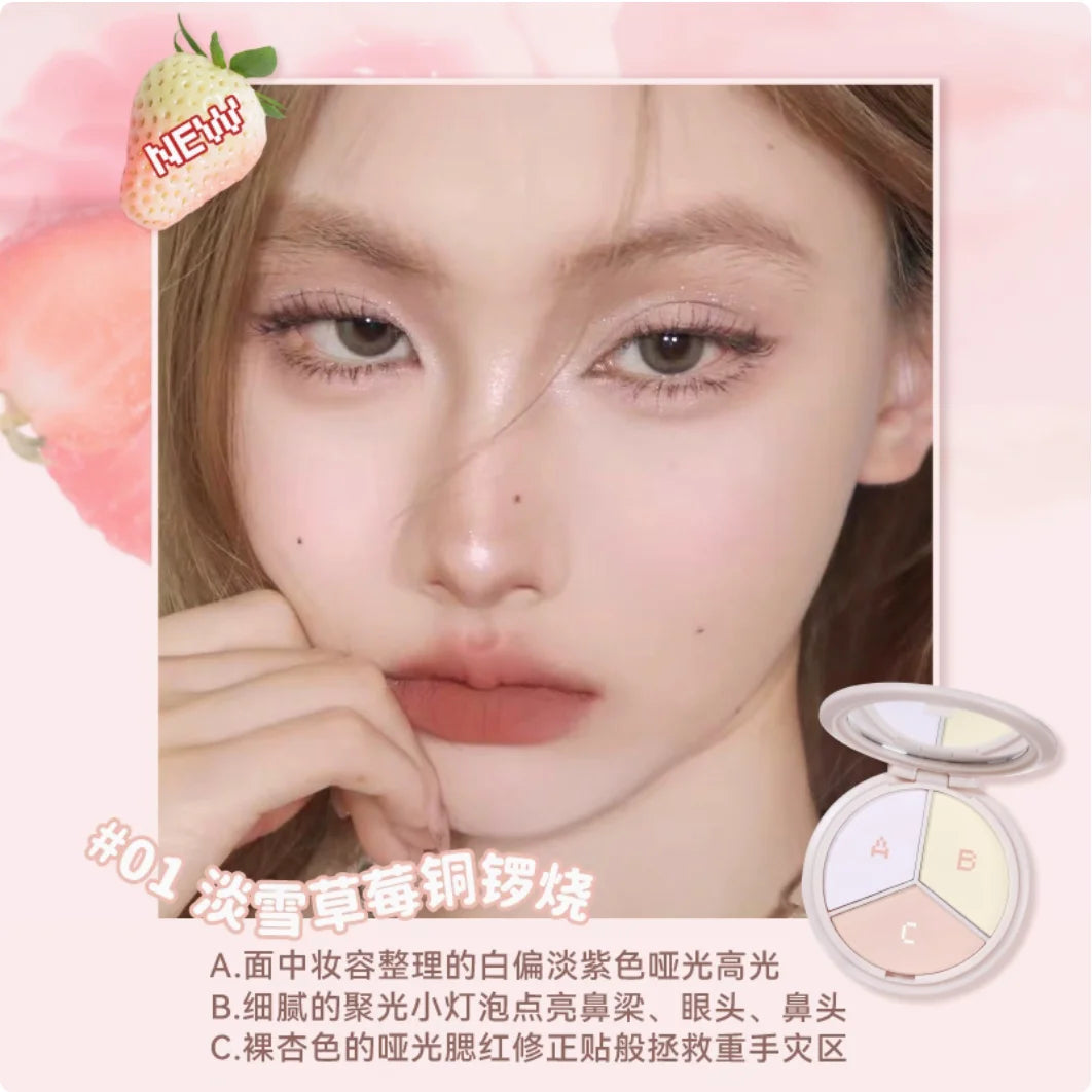 LEEMEMBER 3-Color Blush & Highlighter Palette