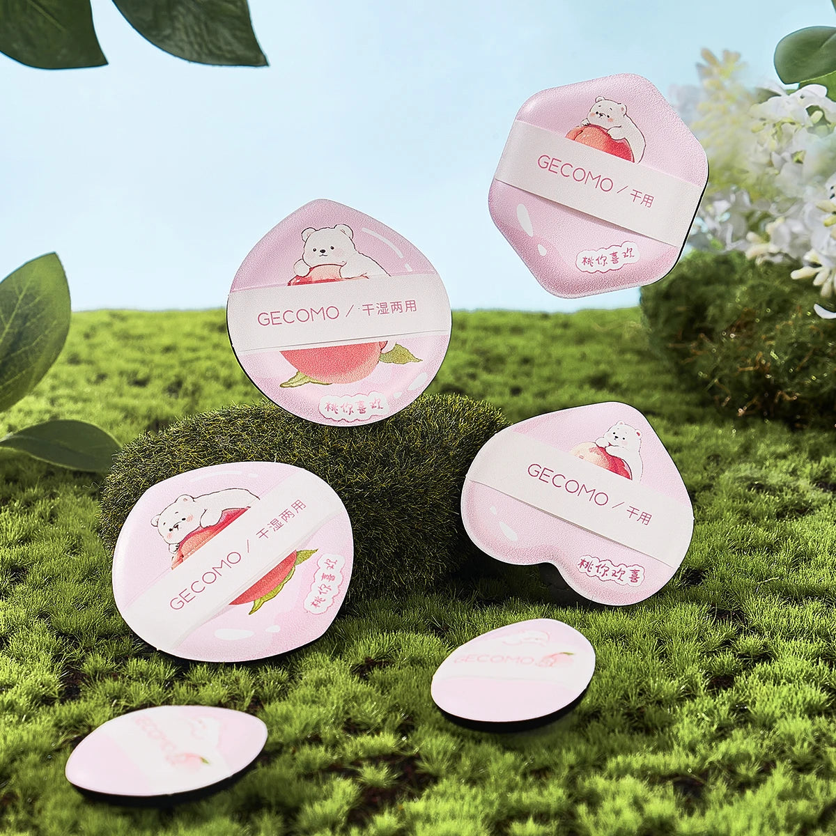 GECOMO 8-Piece Peach Powder Puff Series – Wet & Dry Dual Use (4 varianti)