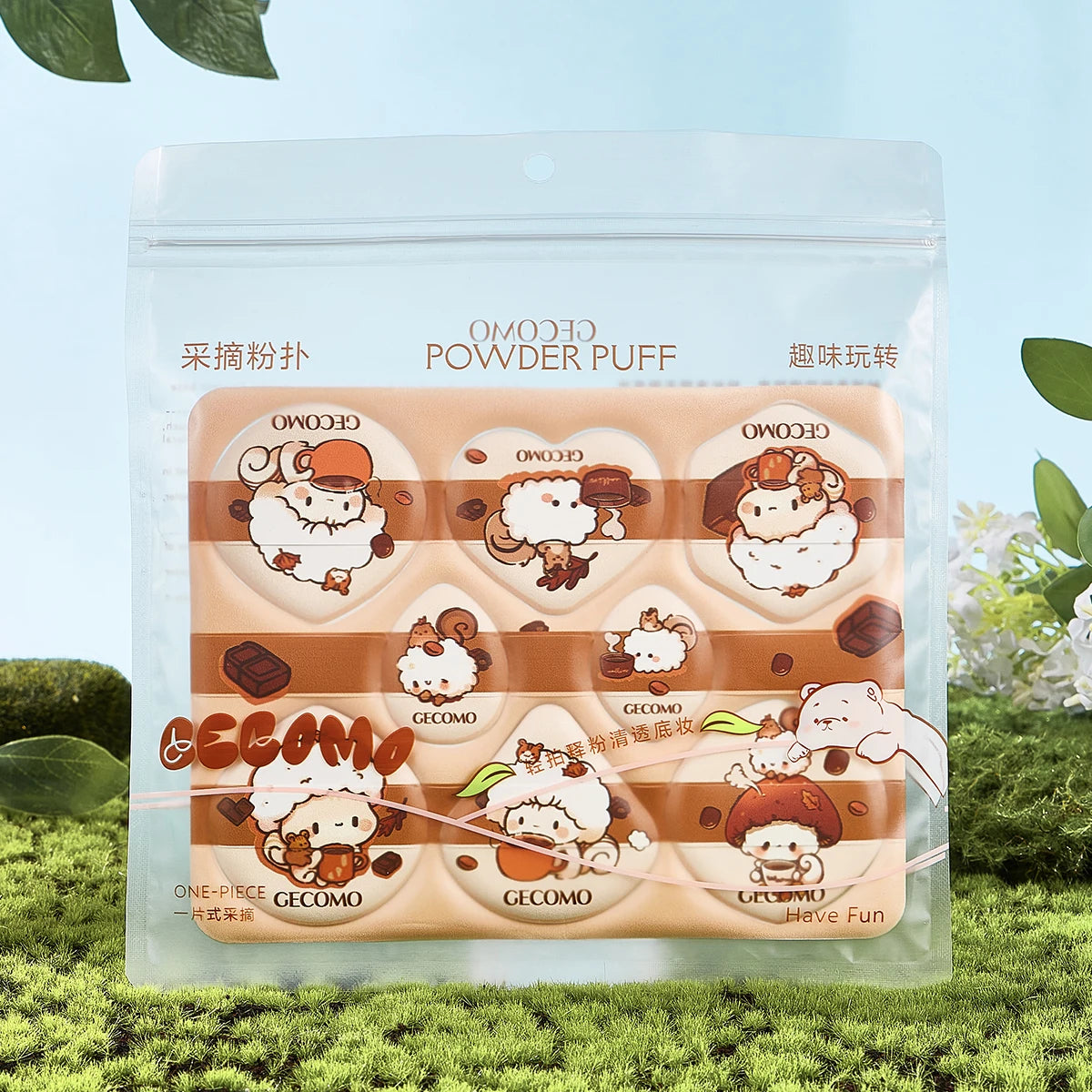 GECOMO 8-Piece Peach Powder Puff Series – Wet & Dry Dual Use (4 varianti)