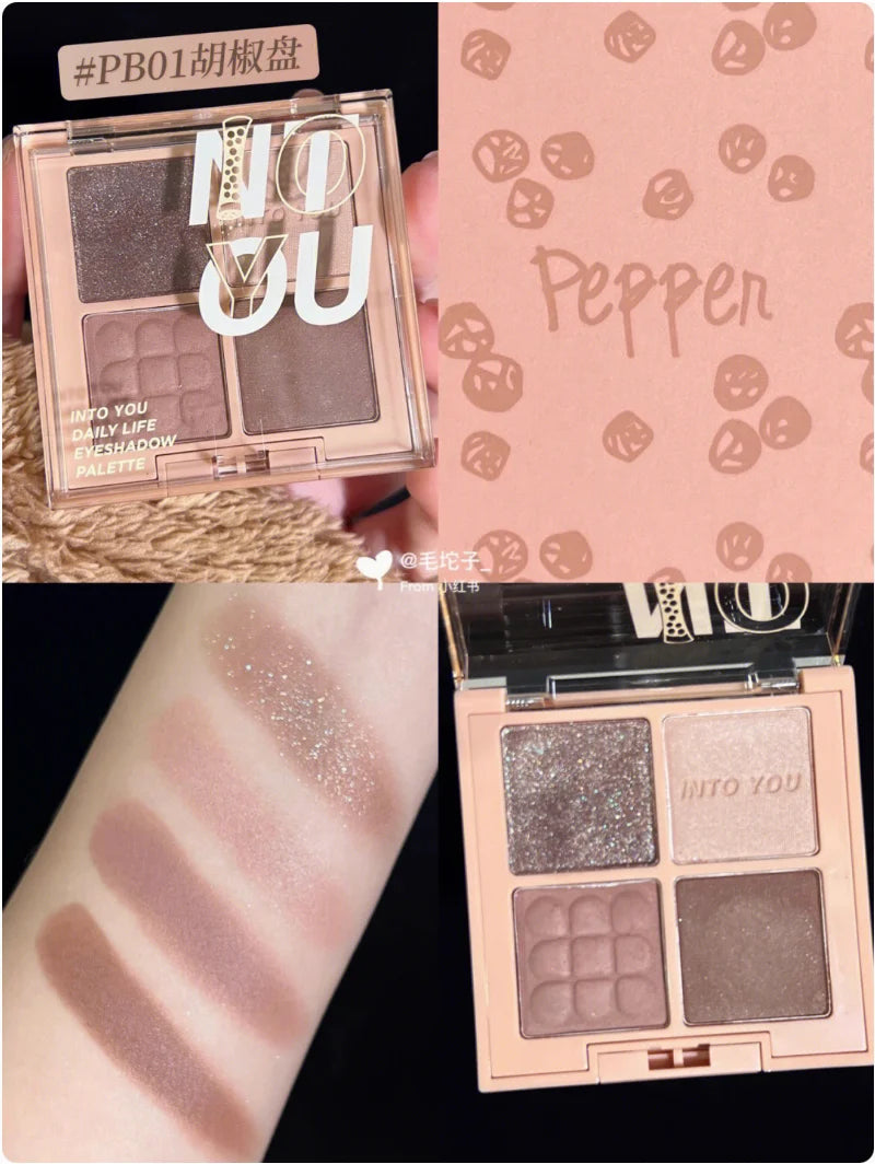 Into You Four-Color Eyeshadow Palette – Minced Potatoes Matte & Earth Tones