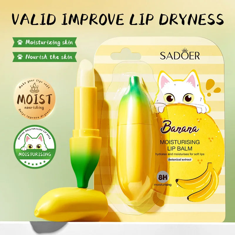SADOER Banana Lip Balm – Trattamento Labbra Idratante a Lunga Durata