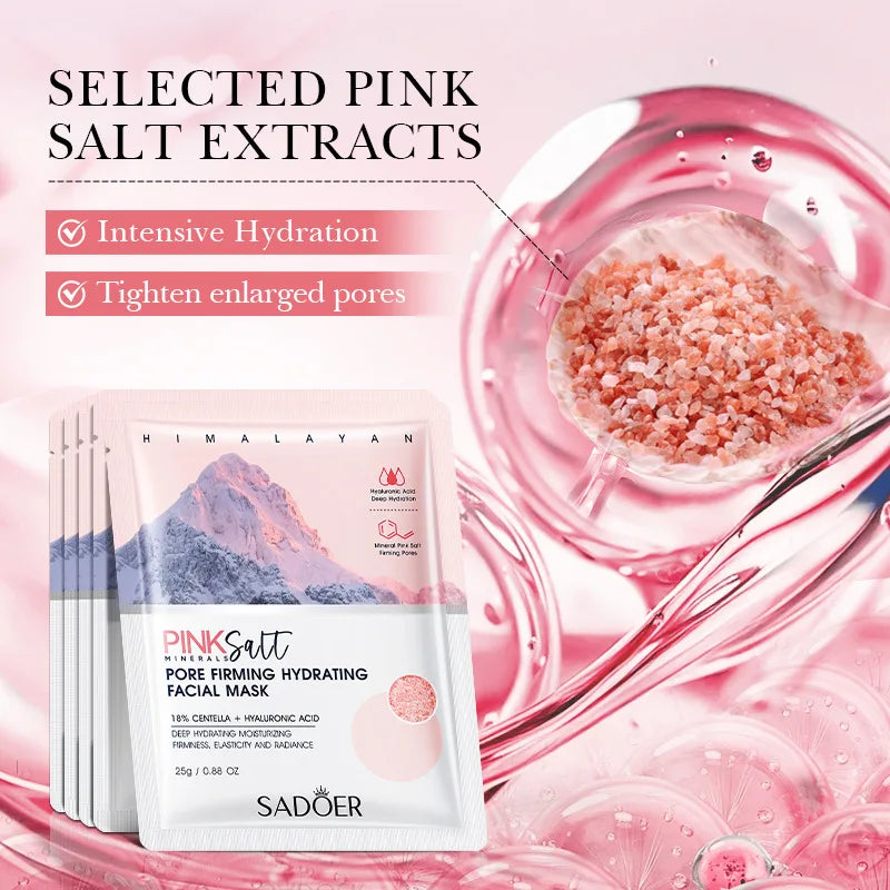 SADOER Pink Salt Face Mask – Maschera Viso Idratante & Anti-Age (5 pz)