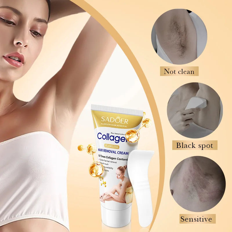 SADOER Collagen & Ossein Hair Removal Cream – Crema Depilatoria Corpo