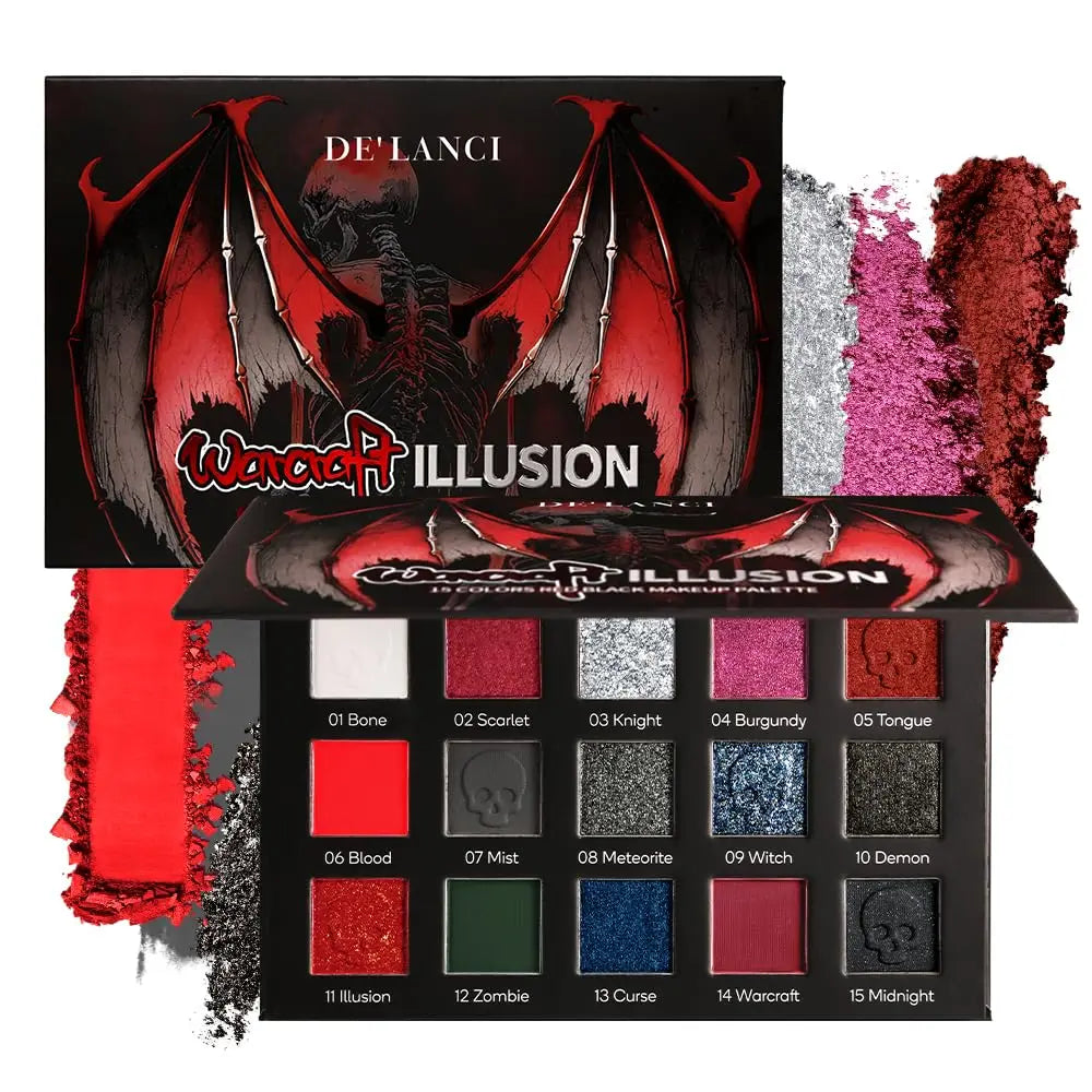 DE‘LANCI – Warcraft Illusion 15 Colors Red & Black Eyeshadow
