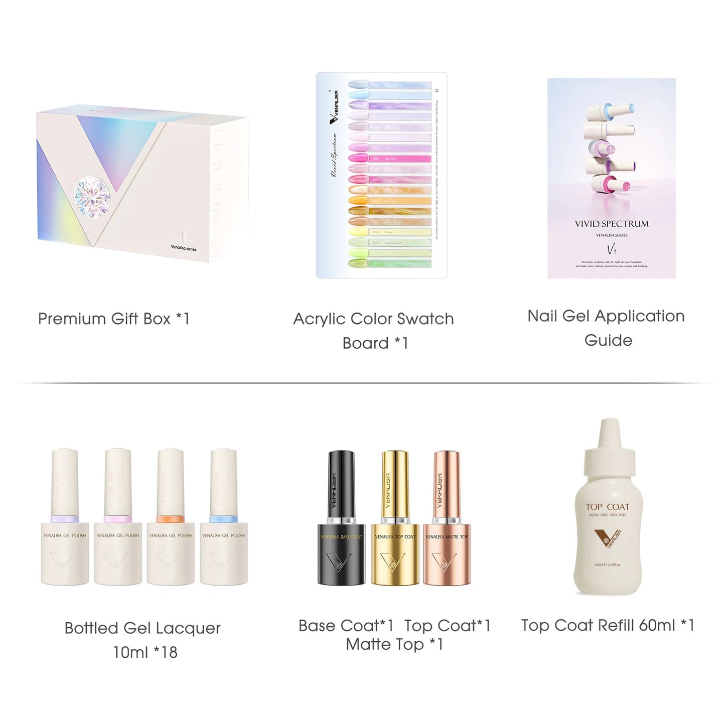 Venalisa VIP Nail Gel Polish Set – 10ml Bottles, Vegan, HEMA/TPO Free