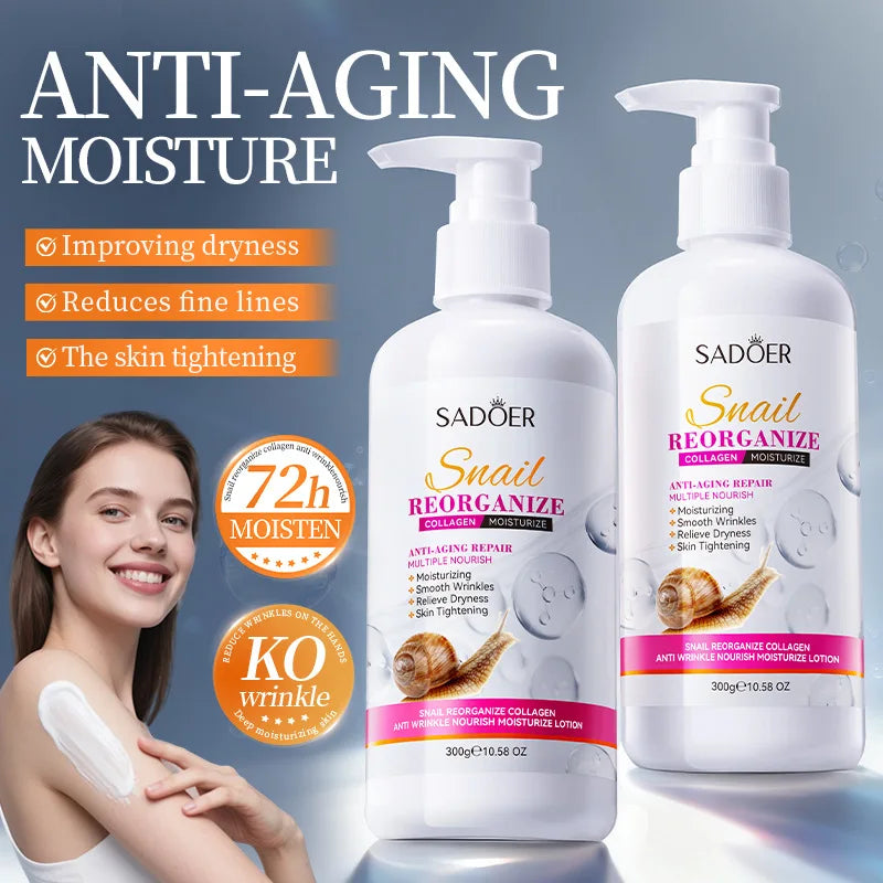 SADOER Snail Collagen Body Lotion – Crema Corpo Idratante e Anti-Age (300g)