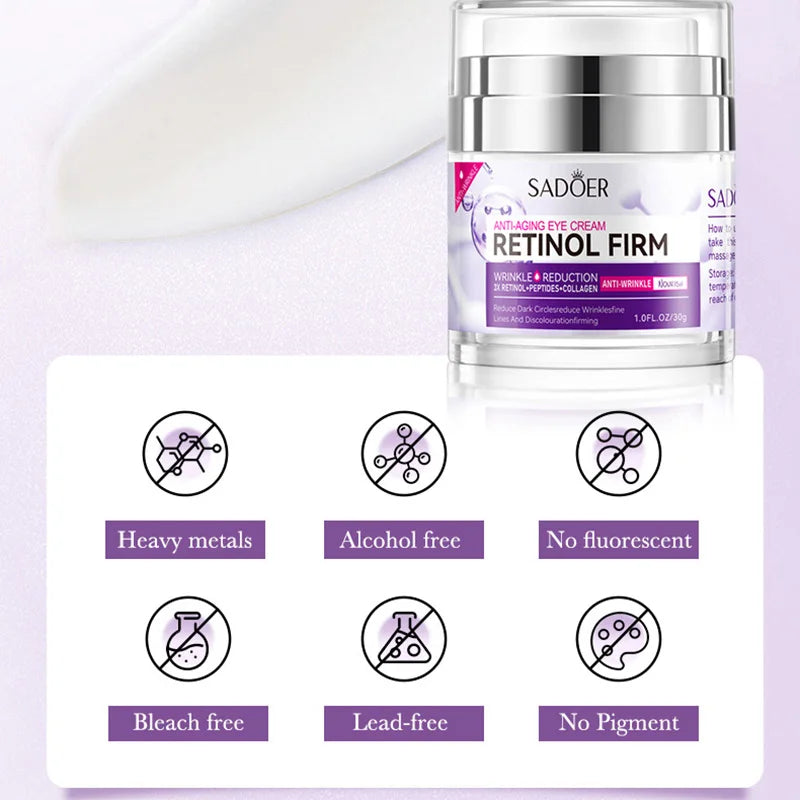 SADOER Retinol Eye Cream – Crema Contorno Occhi Illuminante e Rassodante