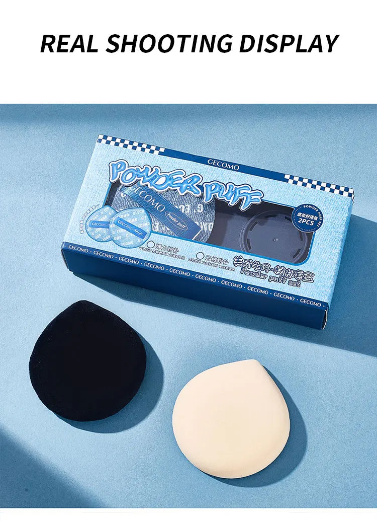 GECOMO Two-Piece Denim Blue Powder Puff Set