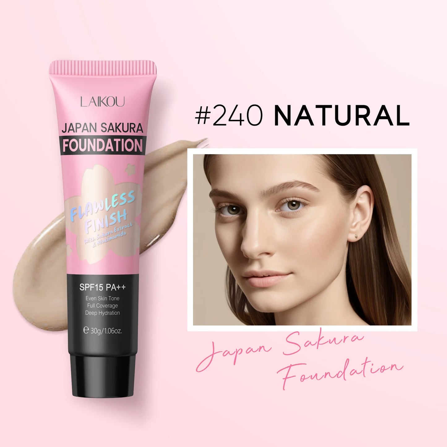 LAIKOU Sakura Liquid Foundation – Fondotinta Idratante e Uniformante