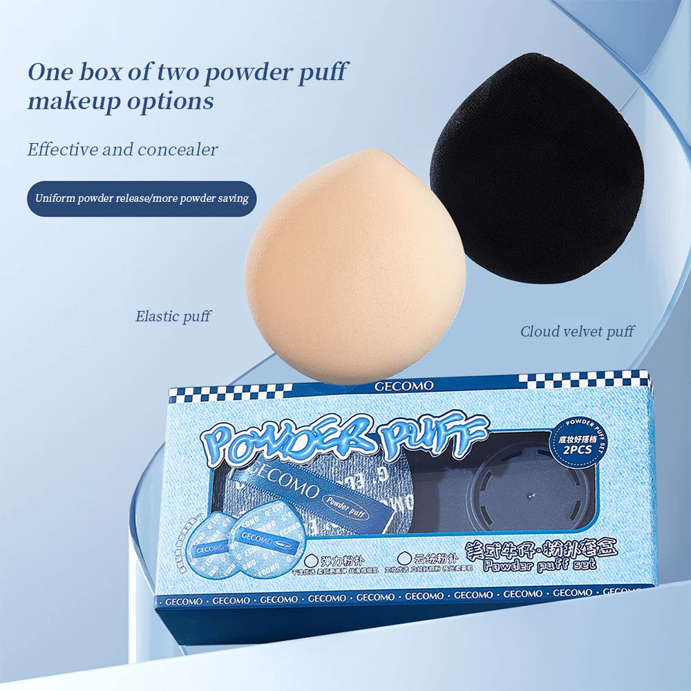 GECOMO Two-Piece Denim Blue Powder Puff Set