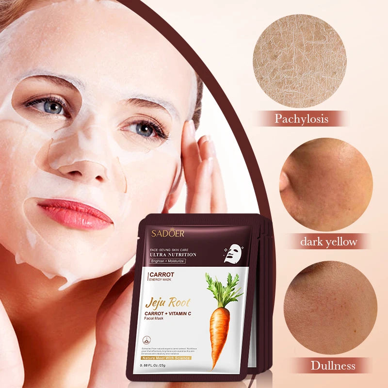 SADOER Carrot Vitamin C Face Mask – Maschere Viso Illuminanti e Idratanti (5/10pz)