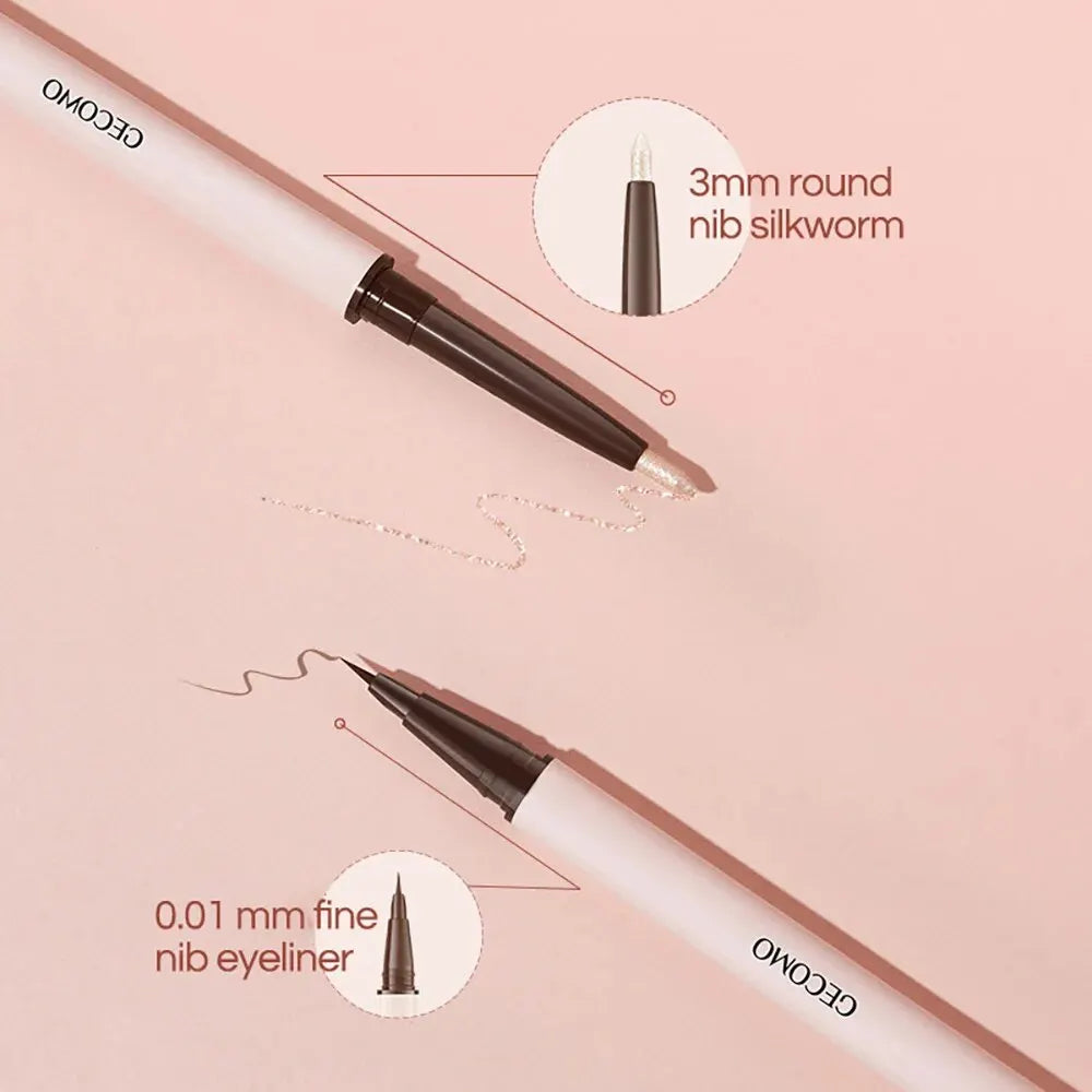 GECOMO Double-Ended Lying Silkworm Pencil – Eyeliner & Shimmer Eyeshadow