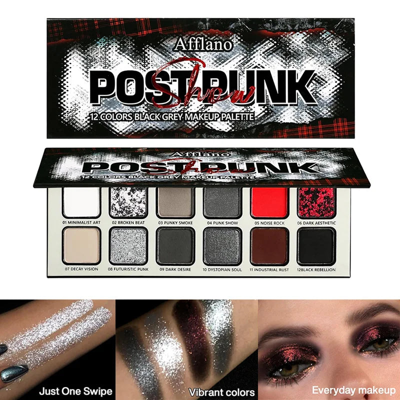 AFFLANO Post-Punk Show 12 Colors Black Eyeshadow Palette