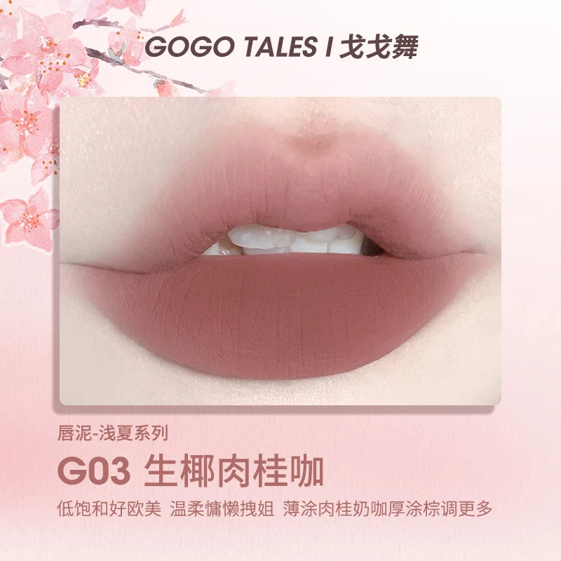 Gogotales Thin Mud Gauze Lip Gloss - Velvet Matte Finish 2.6g