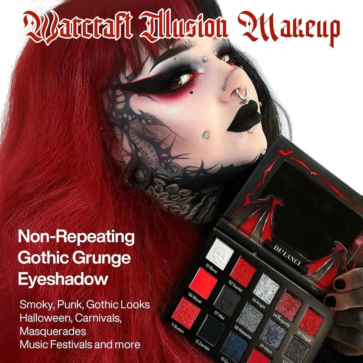 DE‘LANCI – Warcraft Illusion 15 Colors Red & Black Eyeshadow