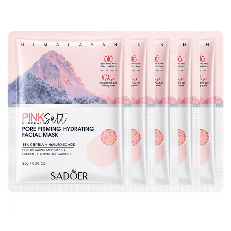 SADOER Pink Salt Face Mask – Maschera Viso Idratante & Anti-Age (5 pz)