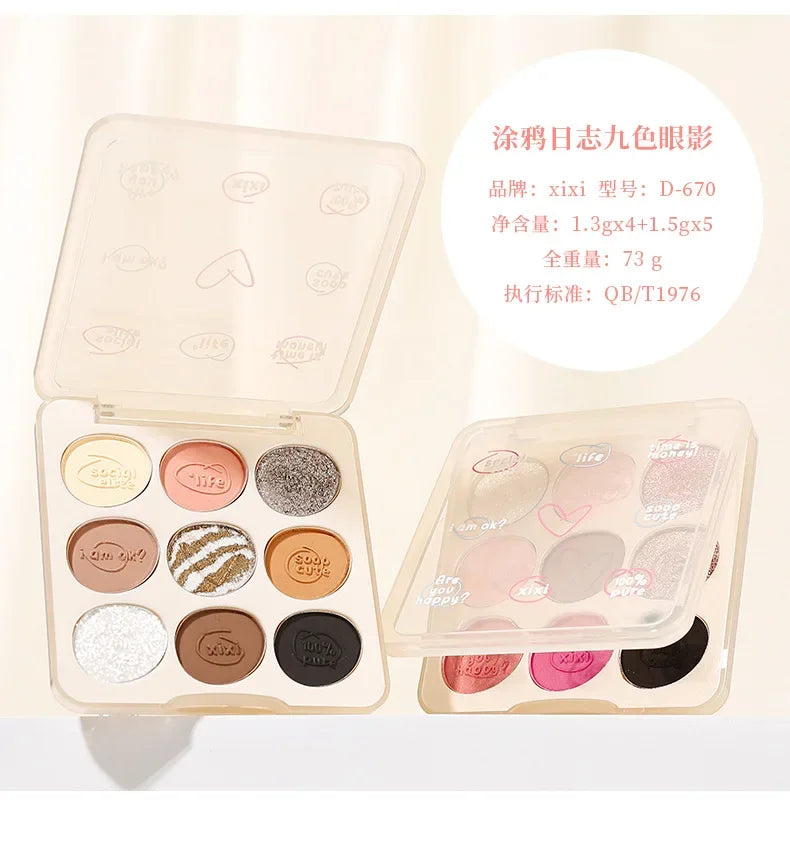 Xixi Graffiti Diary Nine-Color Eye Shadow Palette (3 varianti)