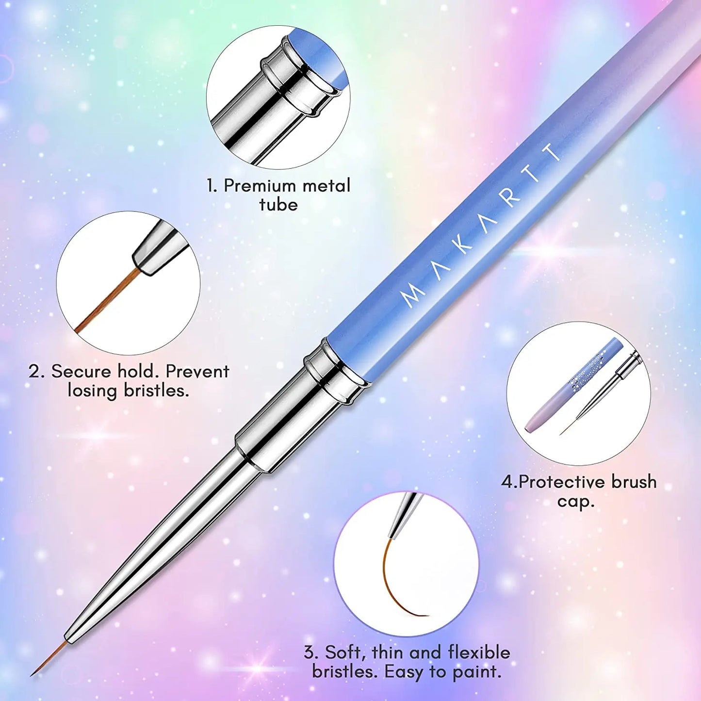 Makartt Nail Art Liner Brushes – Set 5 pezzi