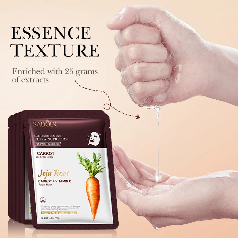 SADOER Carrot Vitamin C Face Mask – Maschere Viso Illuminanti e Idratanti (5/10pz)