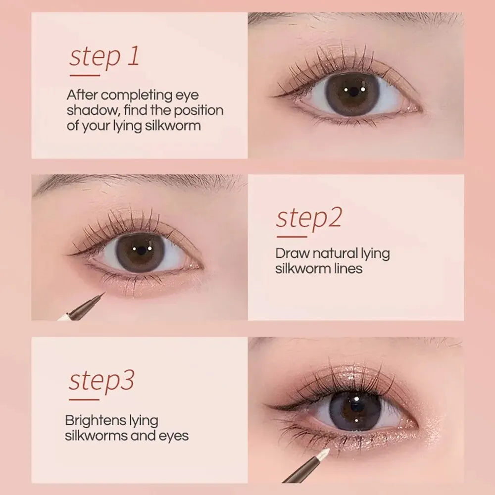 GECOMO Double-Ended Lying Silkworm Pencil – Eyeliner & Shimmer Eyeshadow