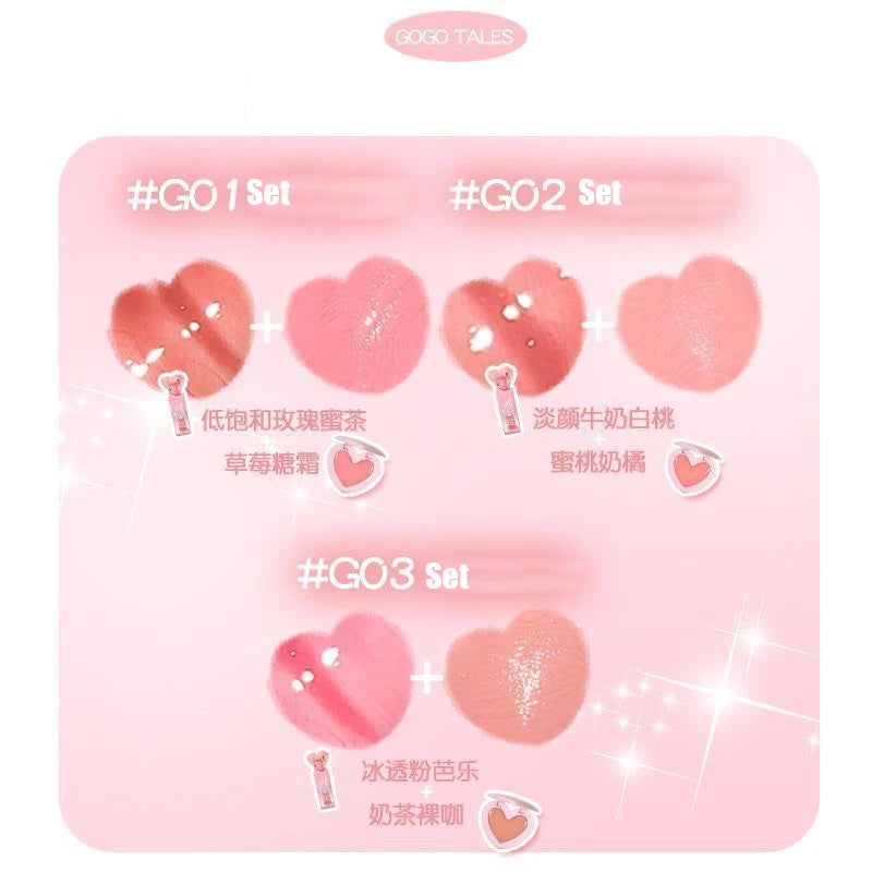 Gogotales Love at First Sight Lip Gloss Blush Cream Set