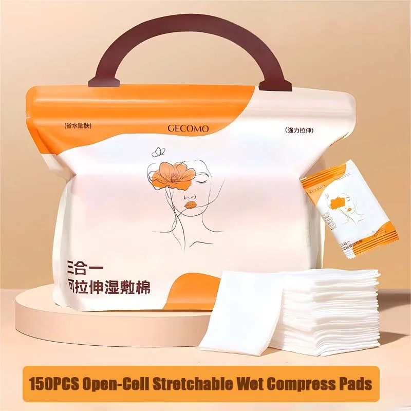 GECOMO 150-Piece Stretchable Wet Compress Cotton Pads