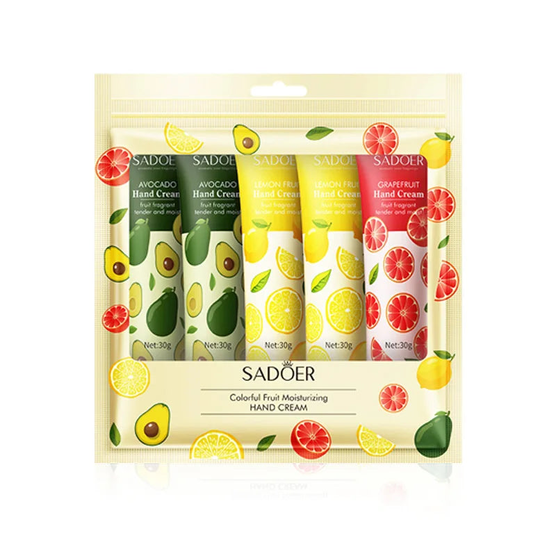 SADOER Fruit & Flower Hand Cream Set – Set di Creme Mani Idratanti e Riparatrici (5pz)