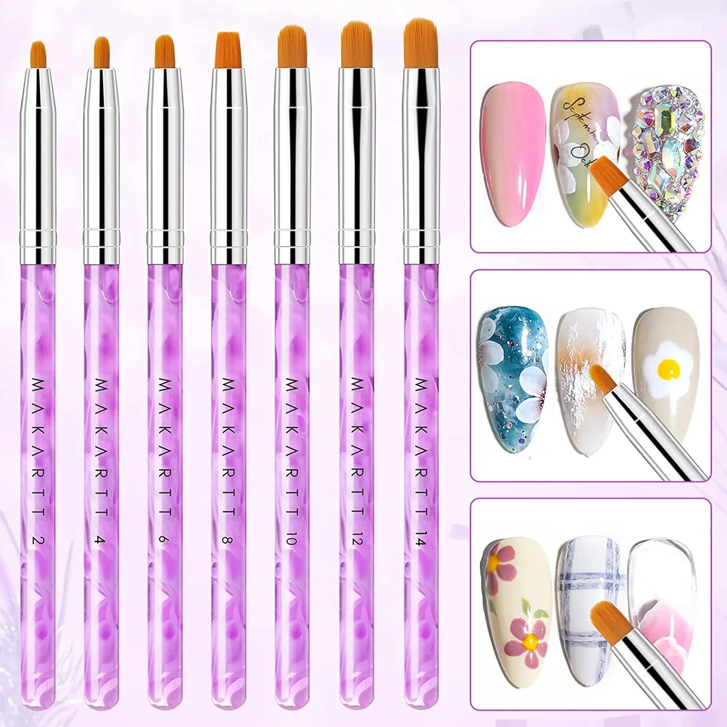 Makartt Set 7 Pennelli Nail Art Professionali