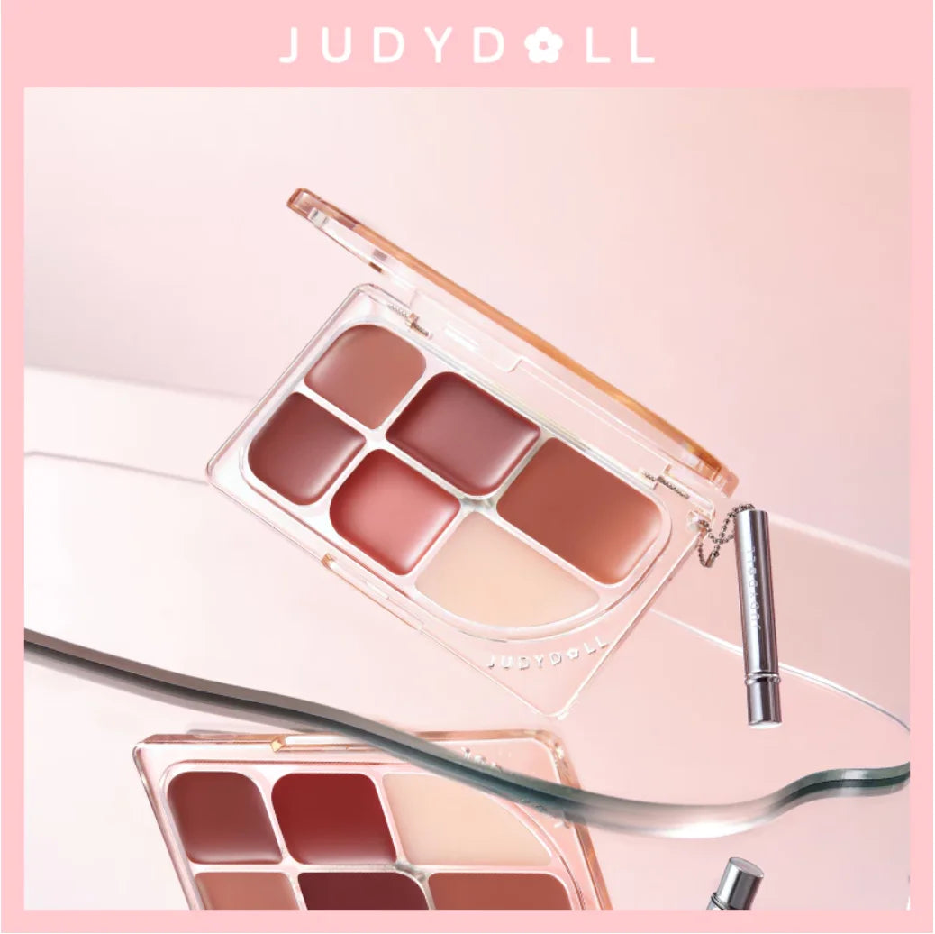 Judydoll Six-Color Lipstick Palette – Matte Velvet Multi-Purpose