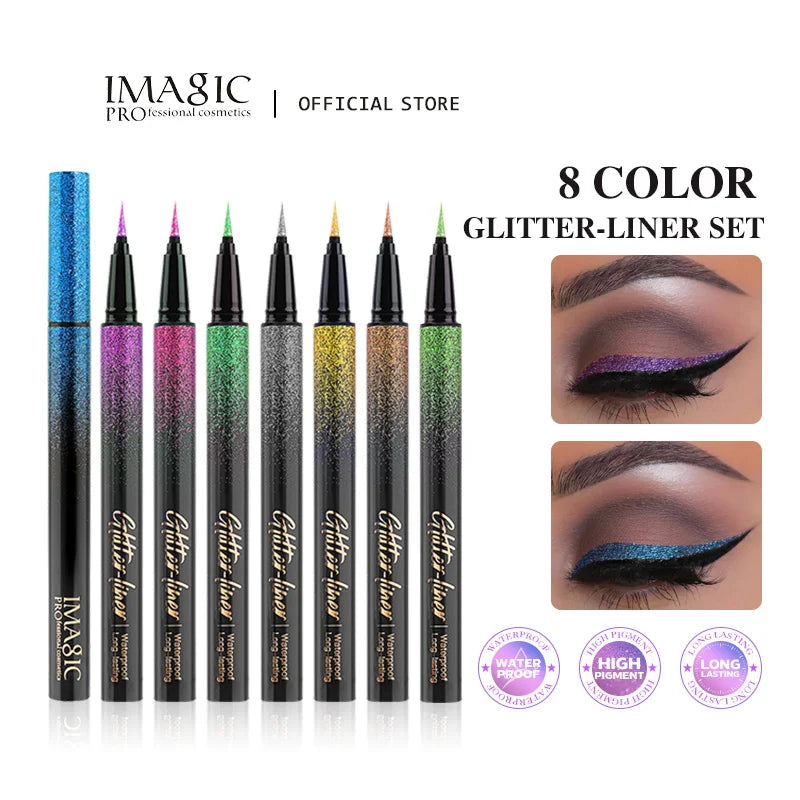 IMAGIC 8 Color Glitter Eyeliner Set