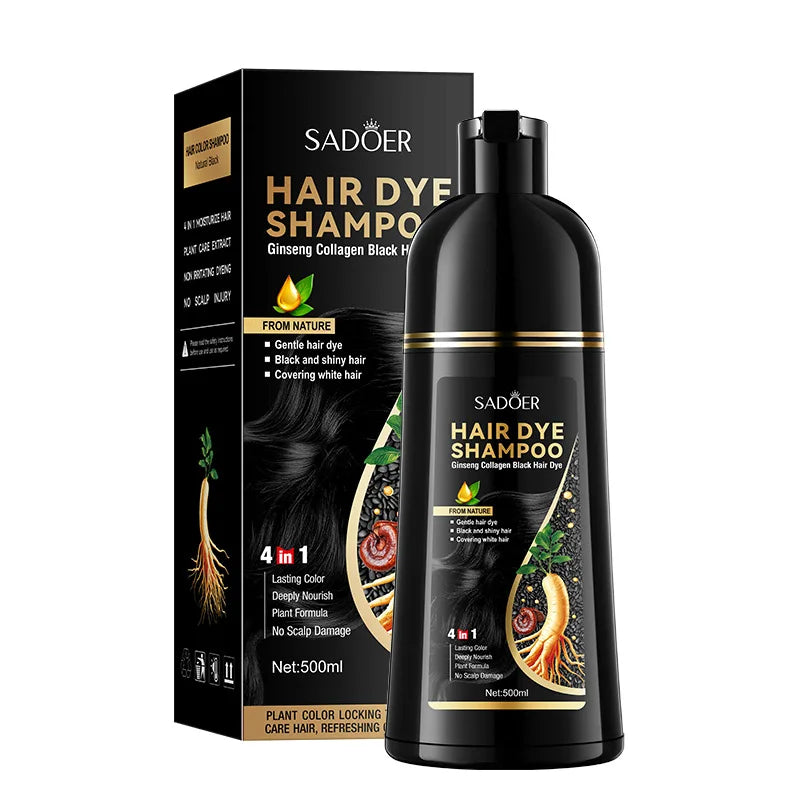 SADOER Ginger & Ginseng Hair Dye Shampoo – Colore Naturale Coprente