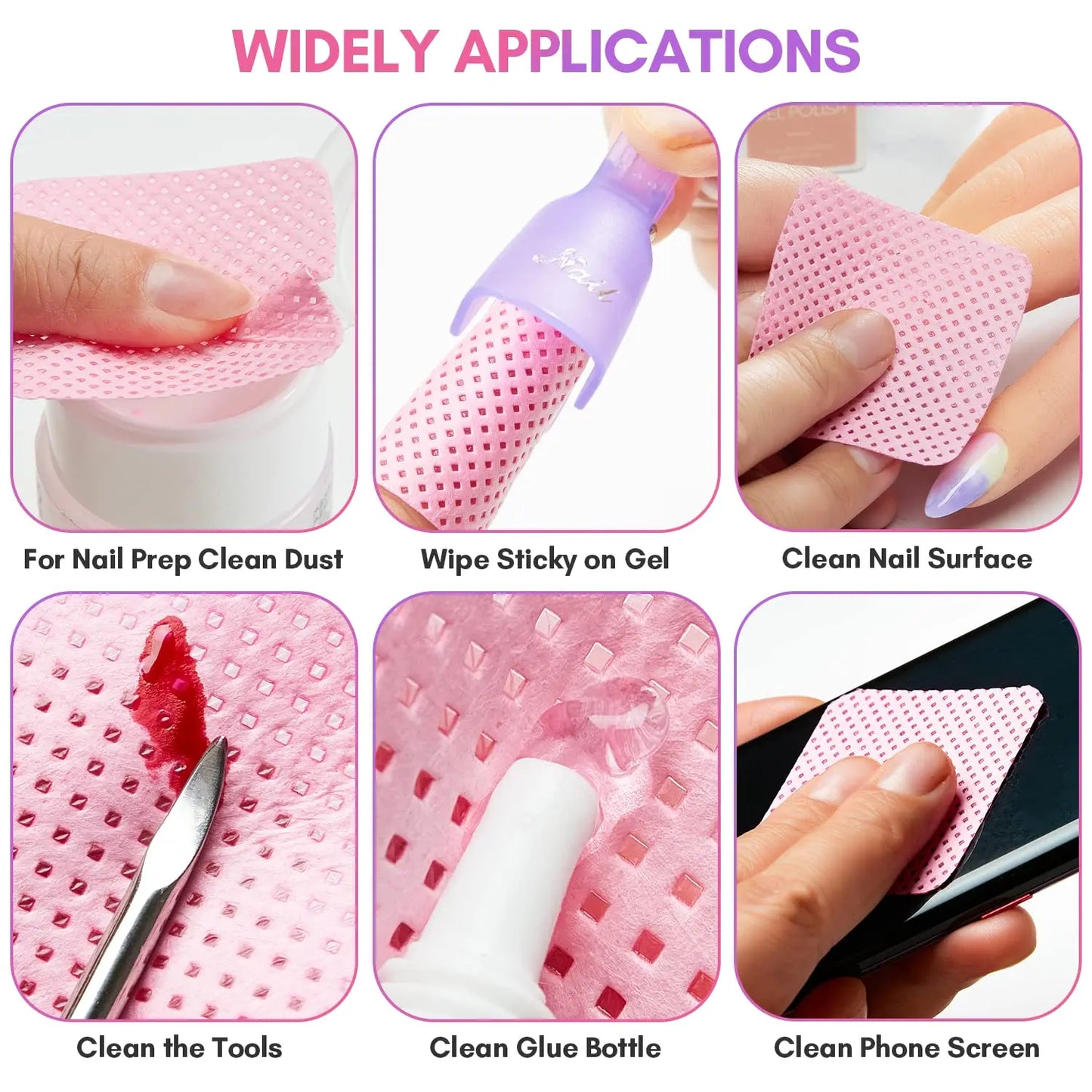 Makartt Pink Lint-Free Nail Wipes 1000pz