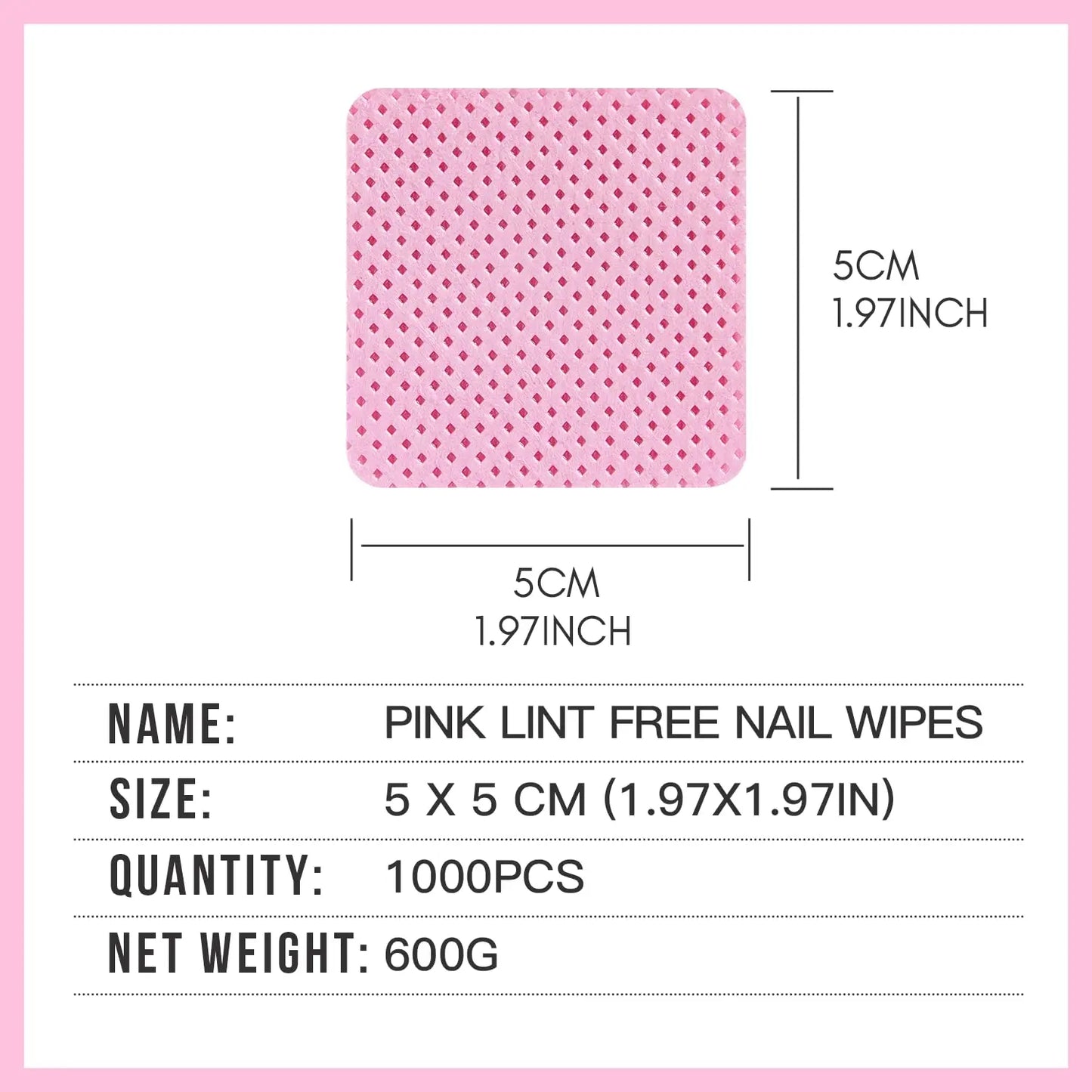 Makartt Pink Lint-Free Nail Wipes 1000pz