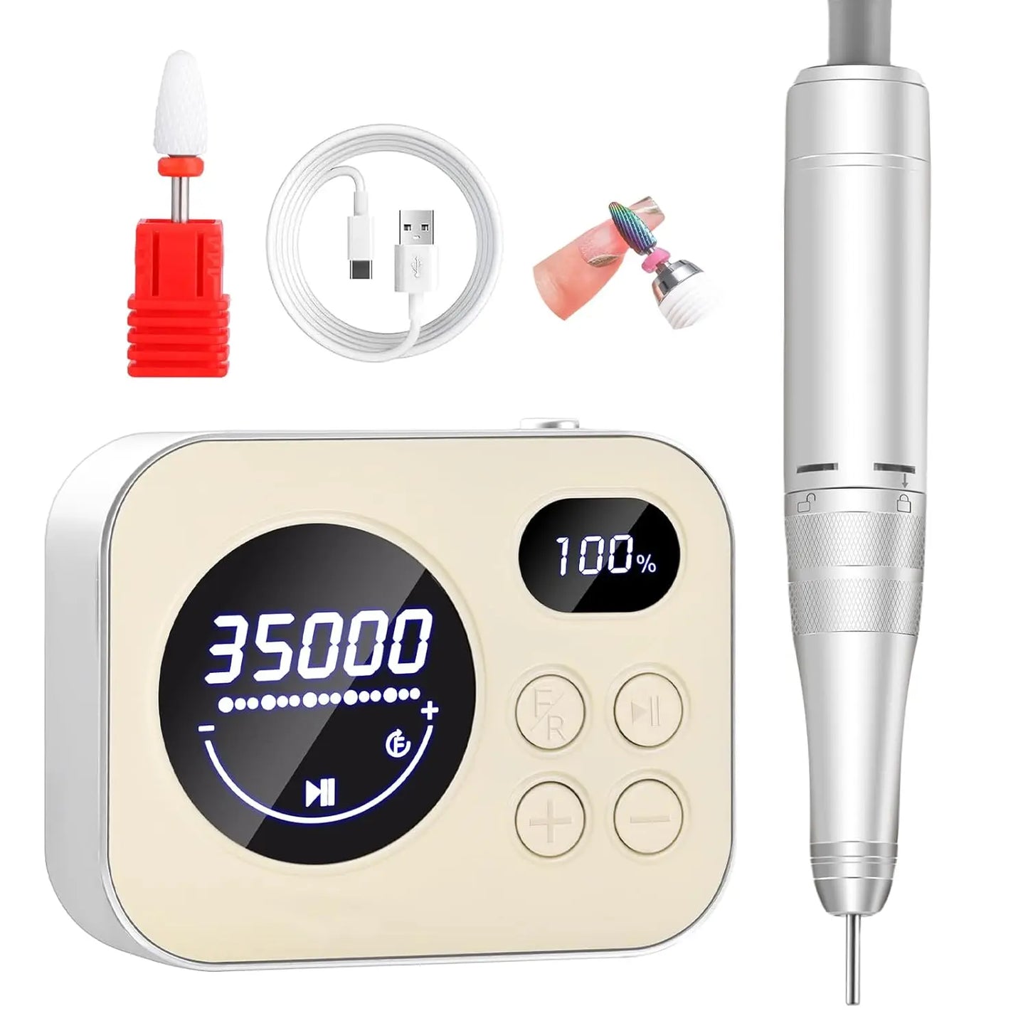 Makartt Adelise Electric Nail Drill – 35,000 RPM, Ricaricabile e Portatile