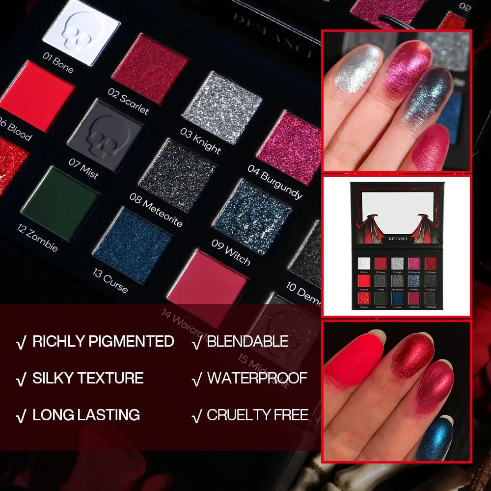 DE‘LANCI – Warcraft Illusion 15 Colors Red & Black Eyeshadow