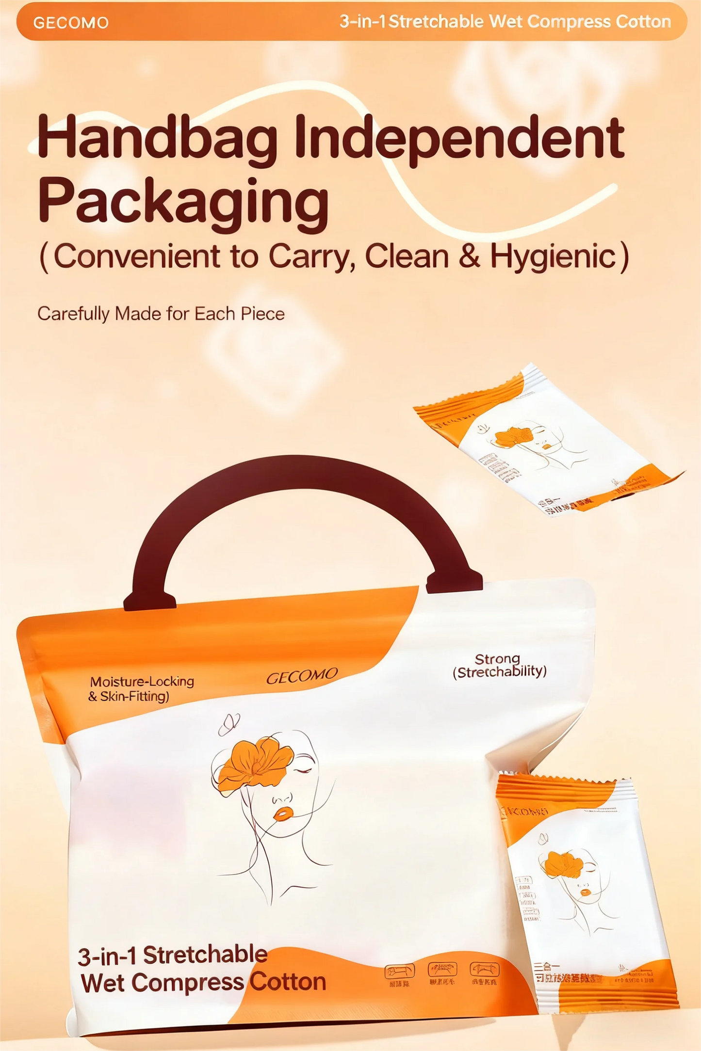 GECOMO 150-Piece Stretchable Wet Compress Cotton Pads