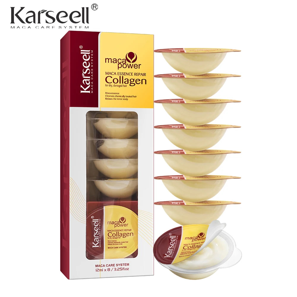 Karseell 8 Pack Collagen Hair Mask – Trattamento Rigenerante per Capelli Secchi e Danneggiati