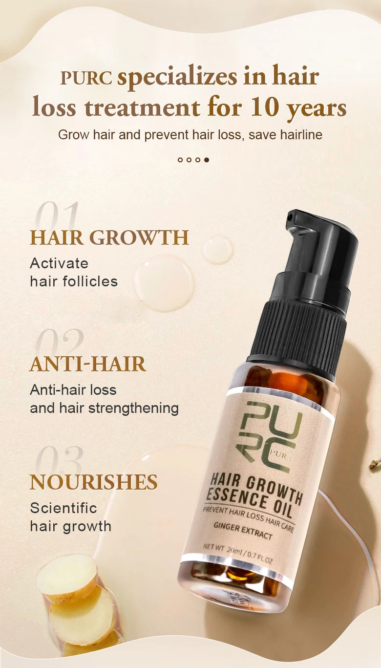 PURC Olio Anticaduta al Ginseng & Zenzero – Trattamento Cuoio Capelluto