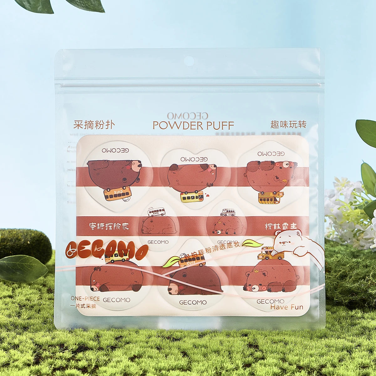 GECOMO 8-Piece Peach Powder Puff Series – Wet & Dry Dual Use (4 varianti)