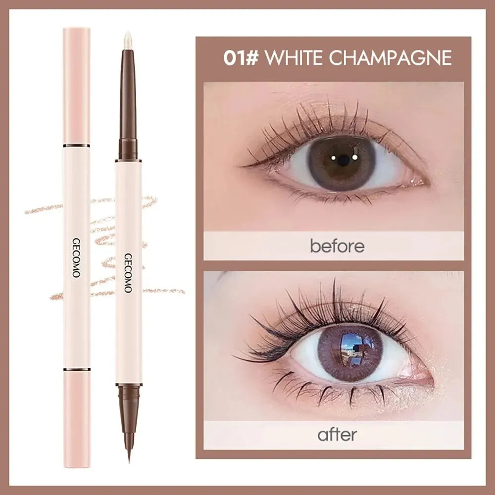 GECOMO Double-Ended Lying Silkworm Pencil – Eyeliner & Shimmer Eyeshadow