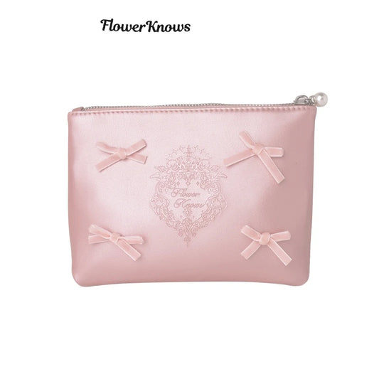Flower Knows – Cosmetic Bag Pink PU Leather Bow