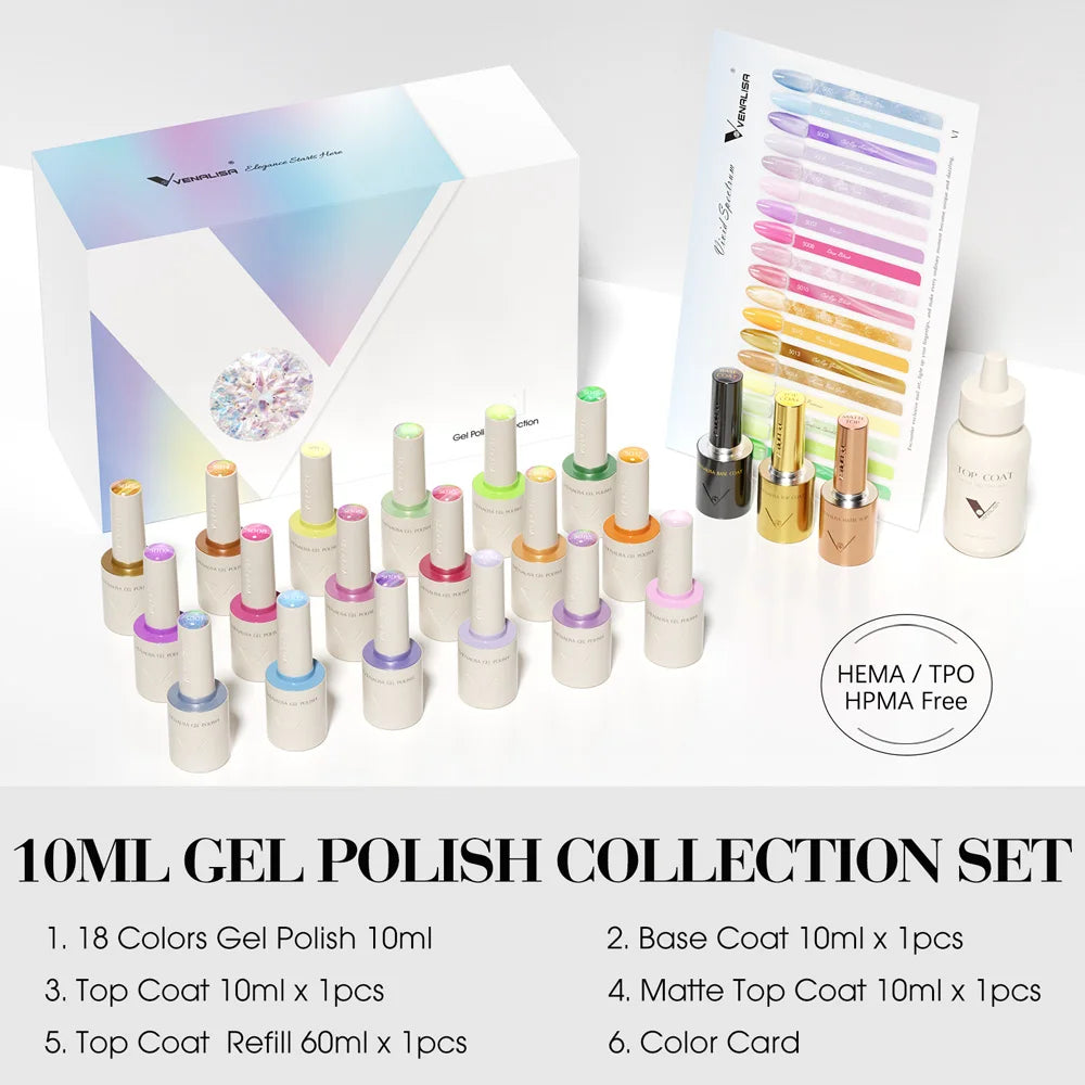 Venalisa VIP Nail Gel Polish Set – 10ml Bottles, Vegan, HEMA/TPO Free