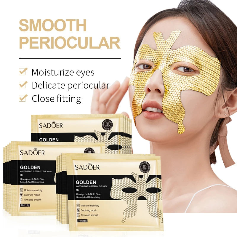 SADOER Peptide Golden Collagen Eye Mask – Maschere Contorno Occhi Idratanti e Anti-Rughe (10 pz)