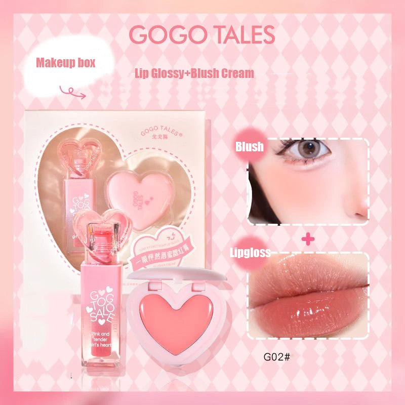 Gogotales Love at First Sight Lip Gloss Blush Cream Set